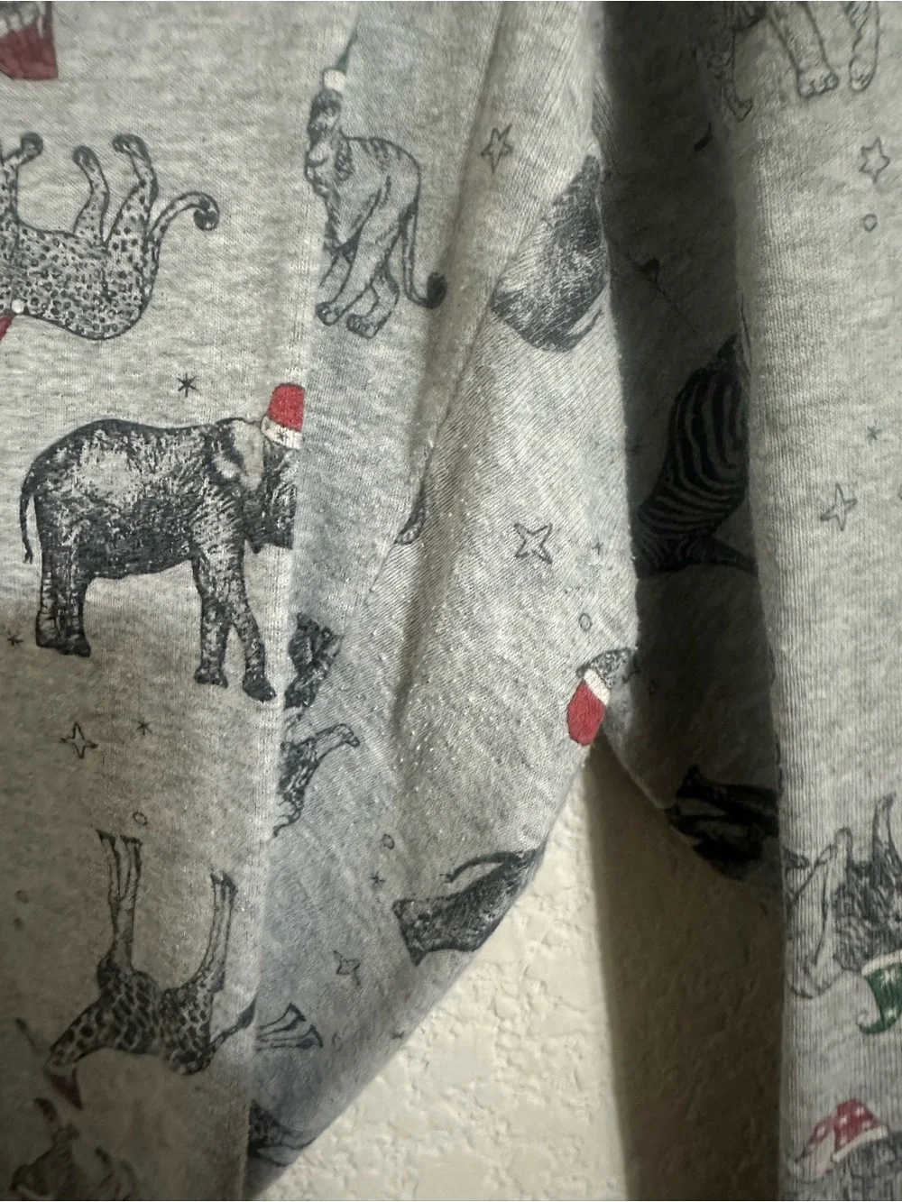 Target Women’s Christmas Pajama Set Size Large Animal Print Gray Red Trim - Picture 3 of 7